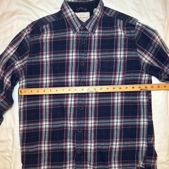 Weatherproof Vintage Men's Plaid Button Down Flannel Shirt Size Large Blue/Red - Picture 6 of 8